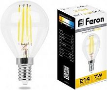 Лампа светодиодная филамент Feron LB-509 G45 Шар E14220В 9Вт 4000К 45х75мм картинка 
